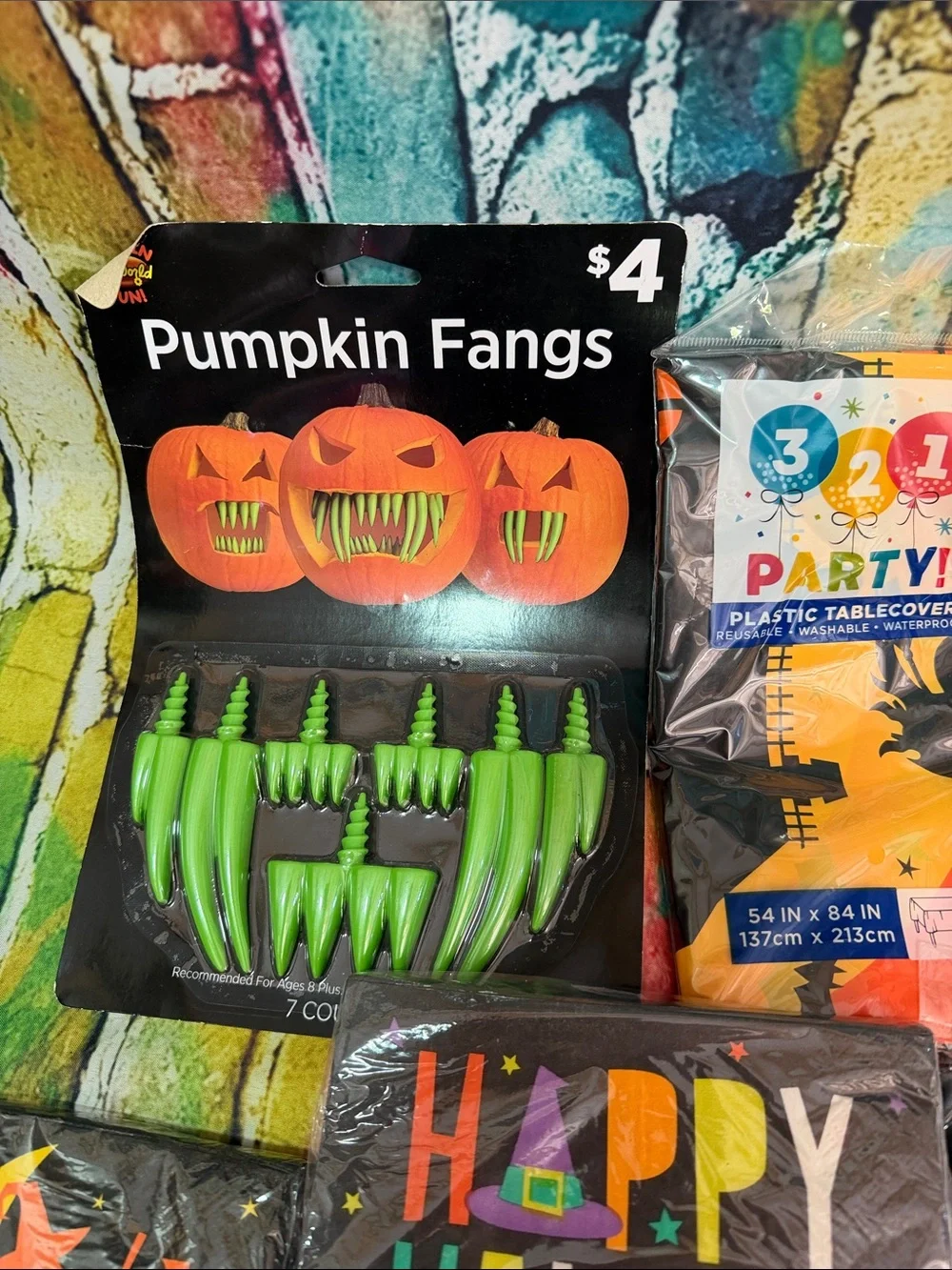 Halloween Party Supplies Kit - Black & Orange Tableware and Napkins